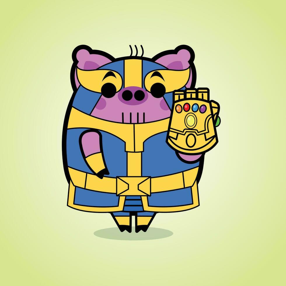 Thanos Pig Cartoon Character Free Vector Illustrations