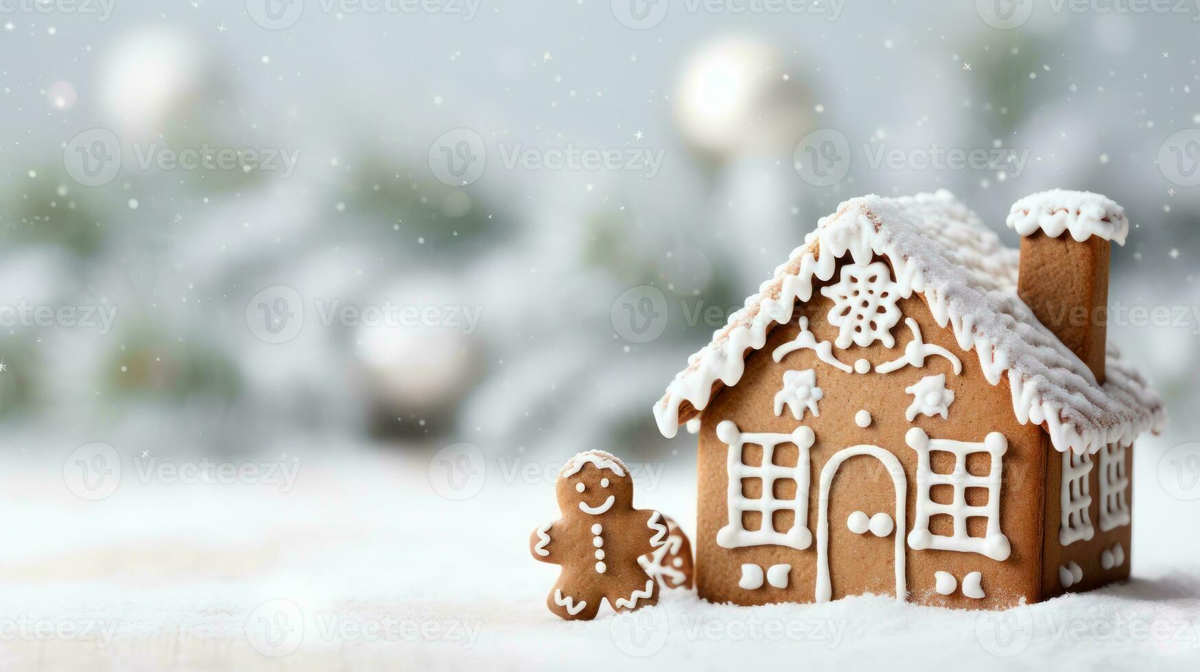 Background with Christmas decoration on white background. Template for greeting card. Generative Ai. photo