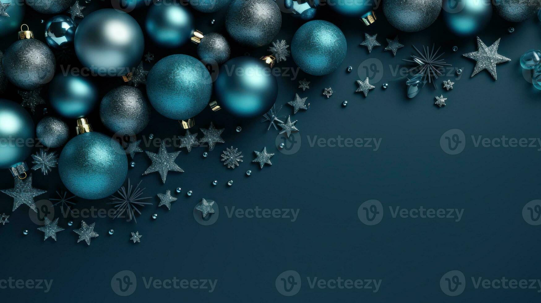 Background with Christmas decoration on dark background. Template for greeting card. Generative Ai. photo