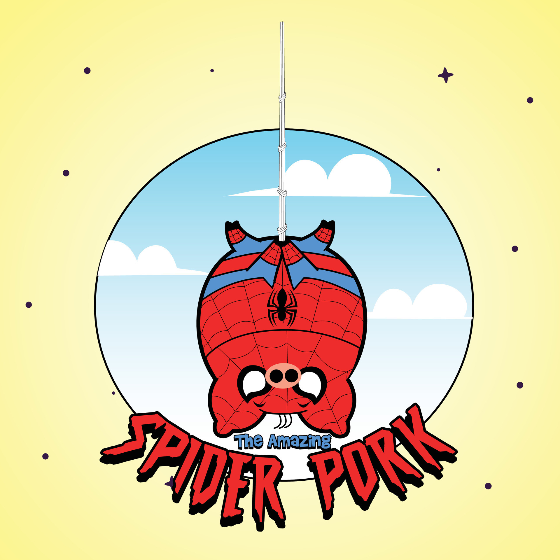 Spider Pork Pig Cartoon Character Free Vector Illustrations 27176386