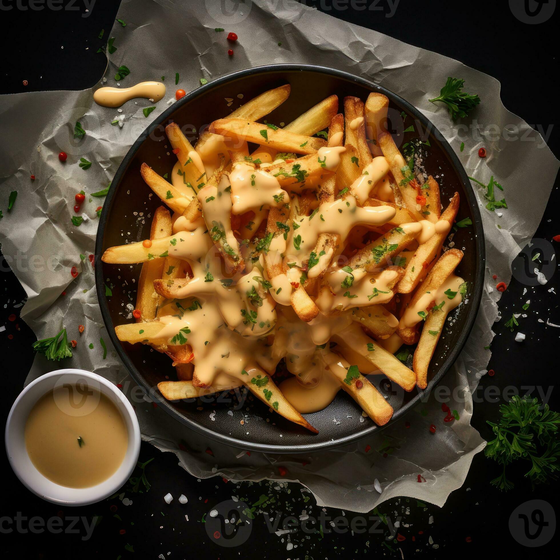 Belgian Fries with Sauce Andalouse and frikandel. Generative Ai
