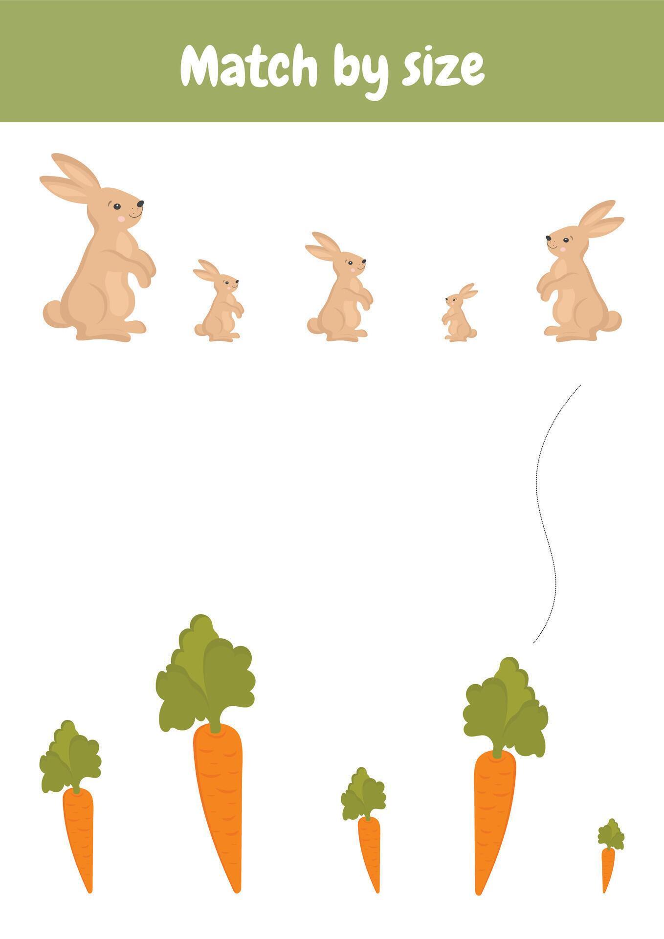 Match by size. Sort by size. Size sorting game. Kindergarten logic kid