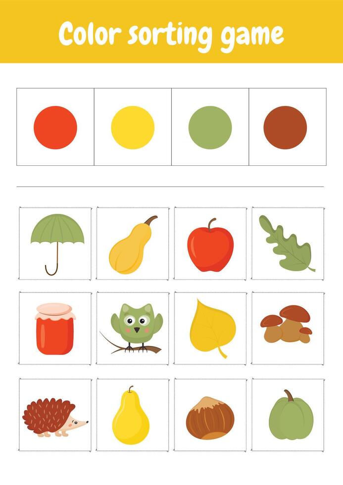 Sort and match objects based on colors. Color sorting logical game ...