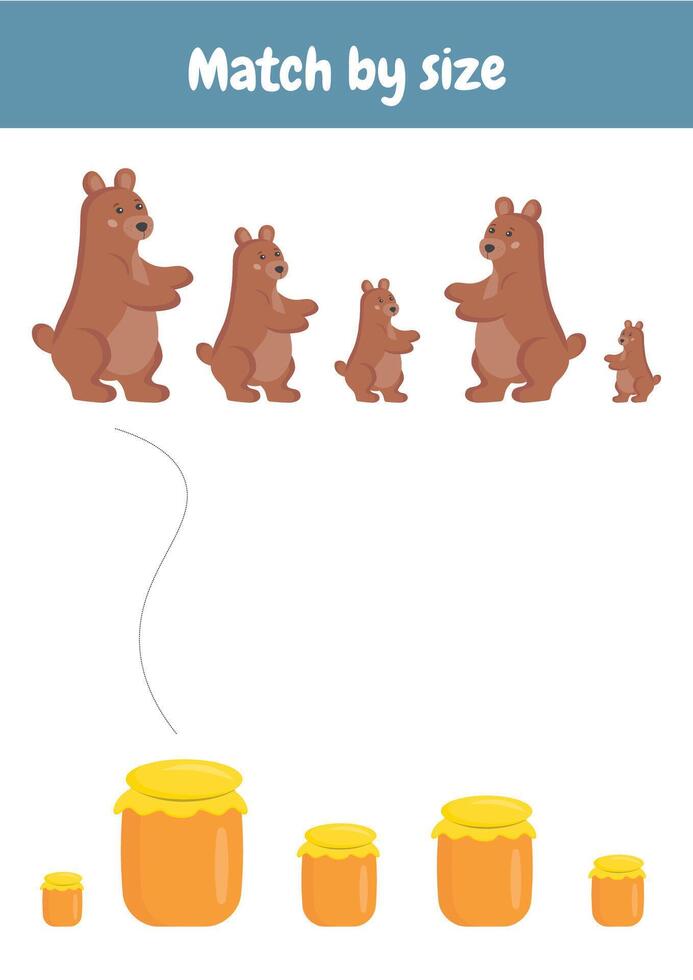Match by size. Sort by size. Size sorting game. Kindergarten logic kid