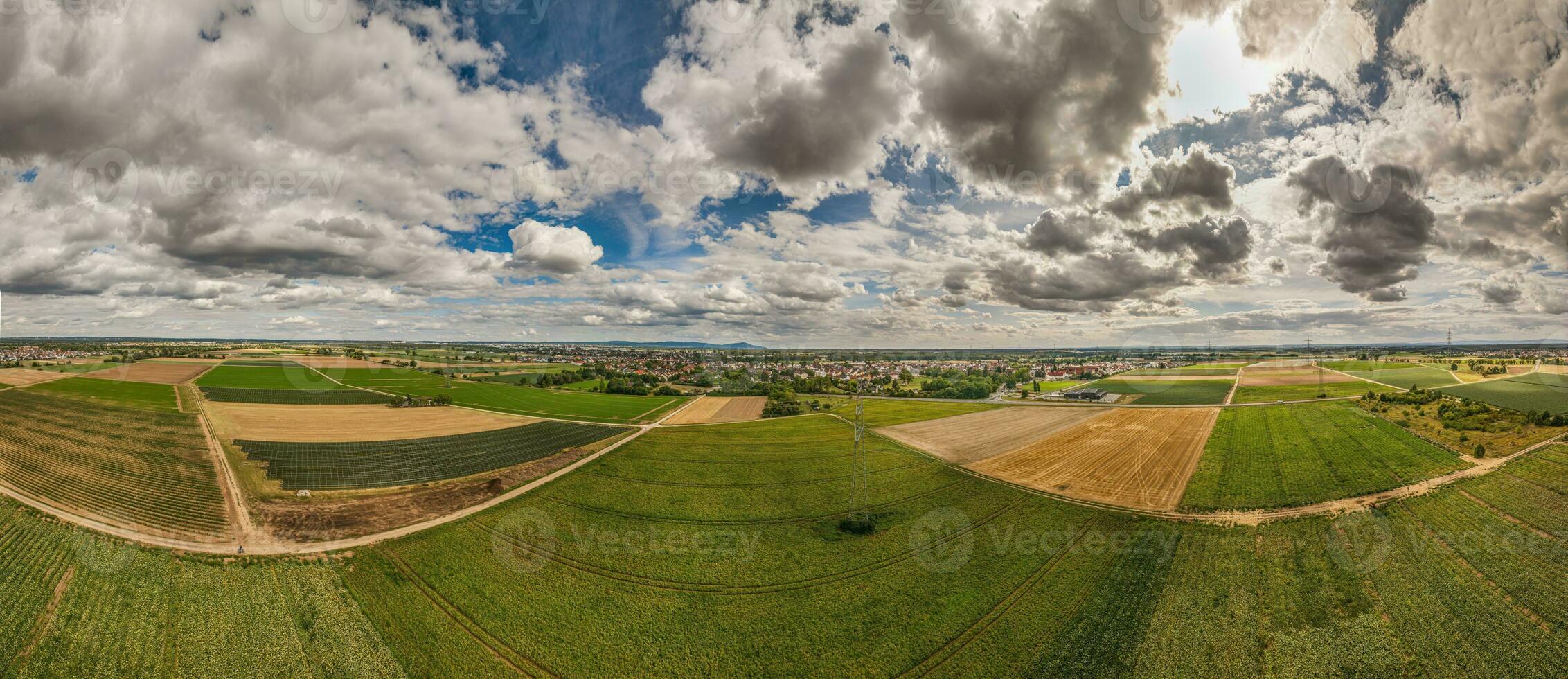 Drone panorama over Braunshardt community near Darmstadt in south Hesse in summer photo