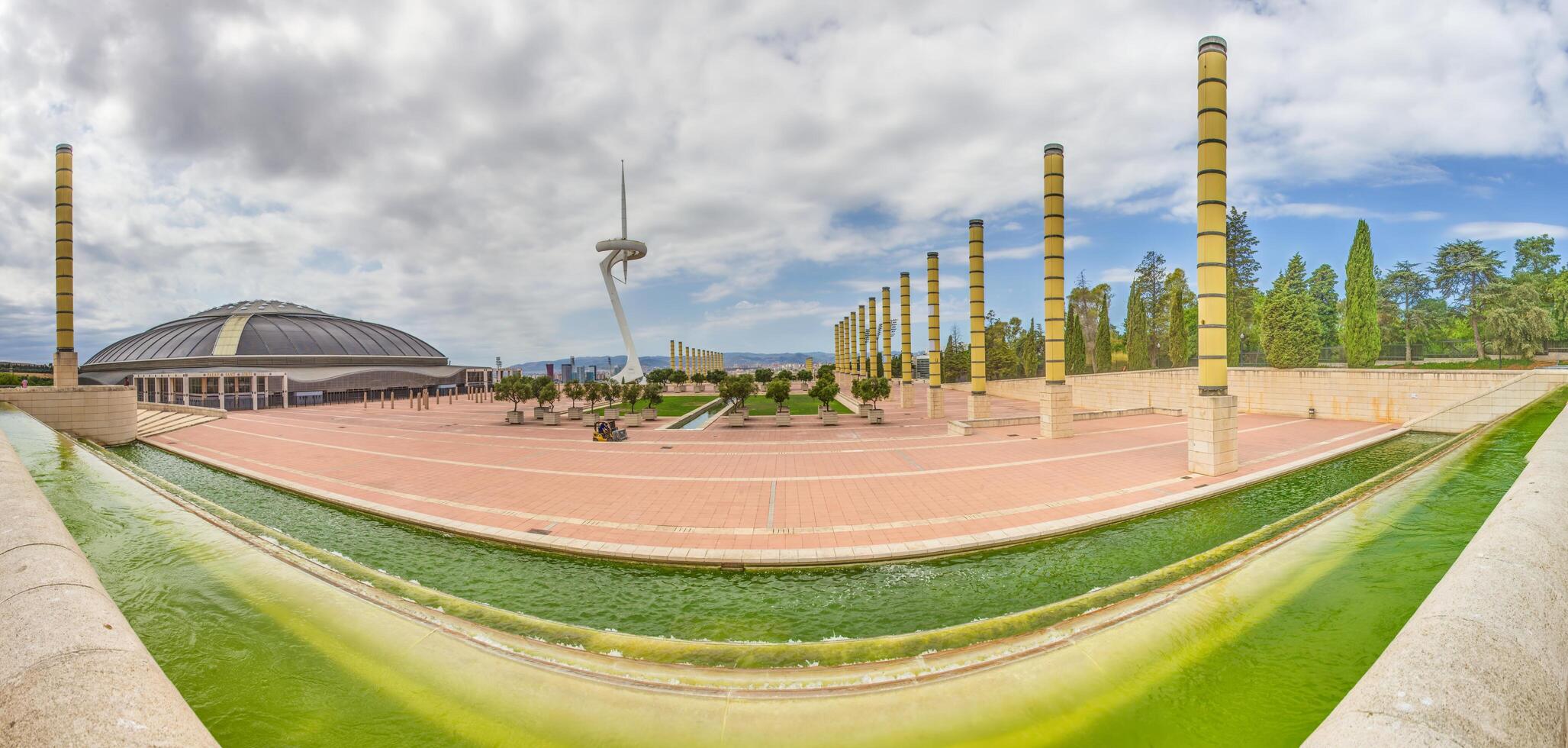 Panoramic view over the Olympic garden at the Olympic stadium in Barcelona in 2013 photo