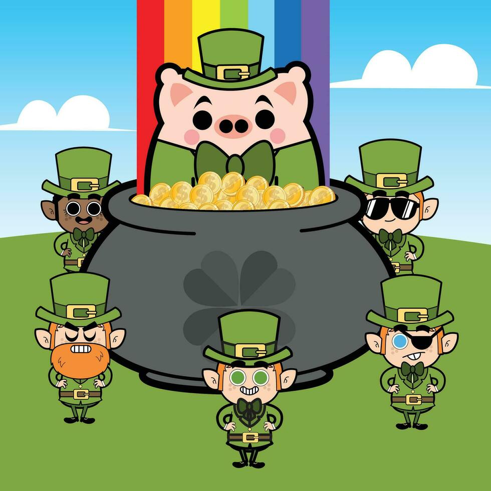 S t patricks día dibujos animados personaje gratis vector diseño