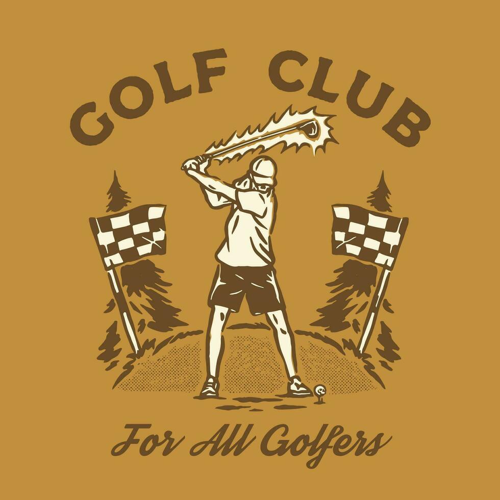 Set Collection Vintage Retro Golf Illustration t-shirt, logo badge vector Illustration