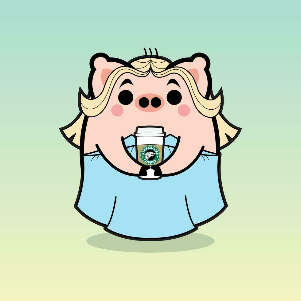 niña con café gratis vector mascota diseño