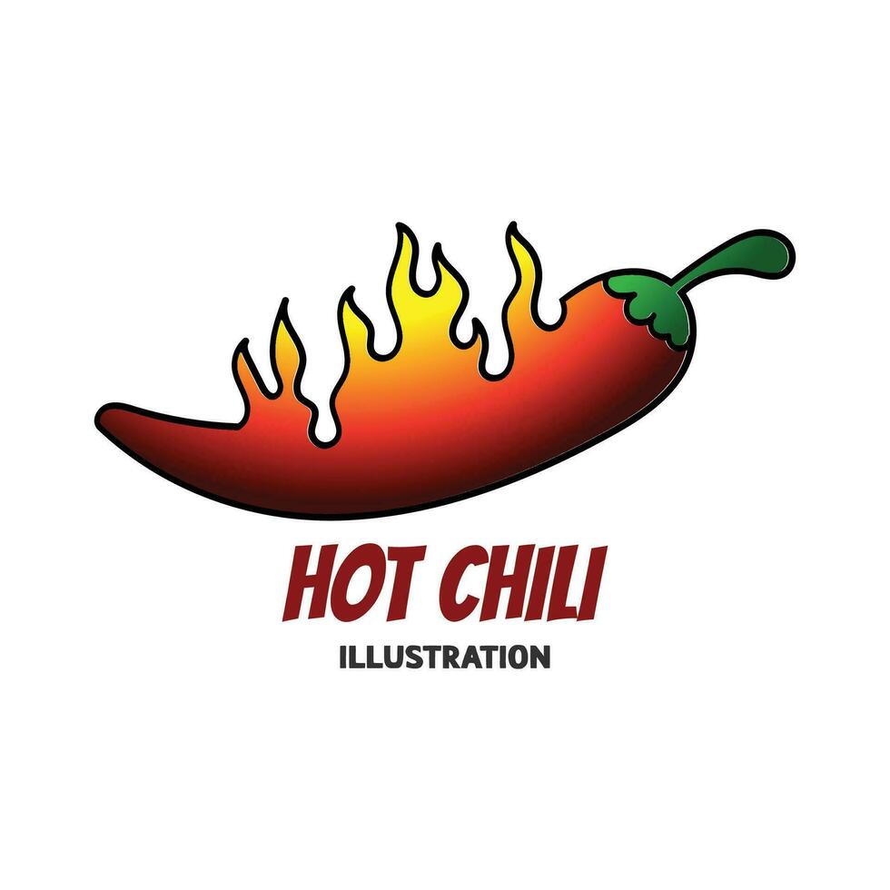 Hot Spicy Red Chili Flame Fire Illustration vector