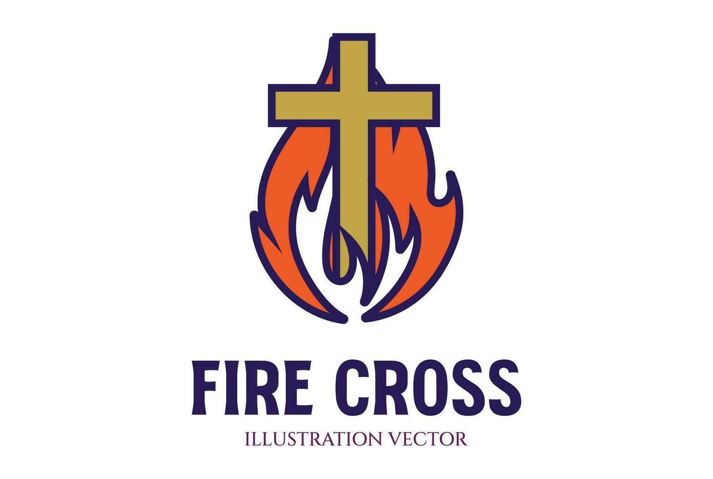 Burn Fire Flames with Jesus Christian Cross Symbol Illustration vector