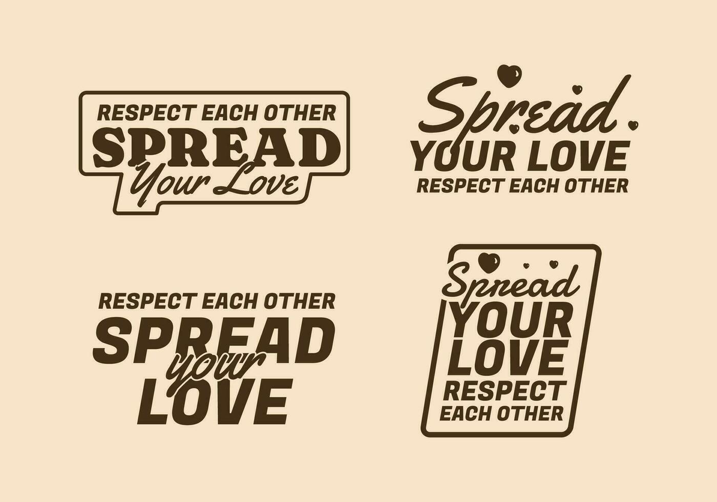 Spread your love, text art badge design vector