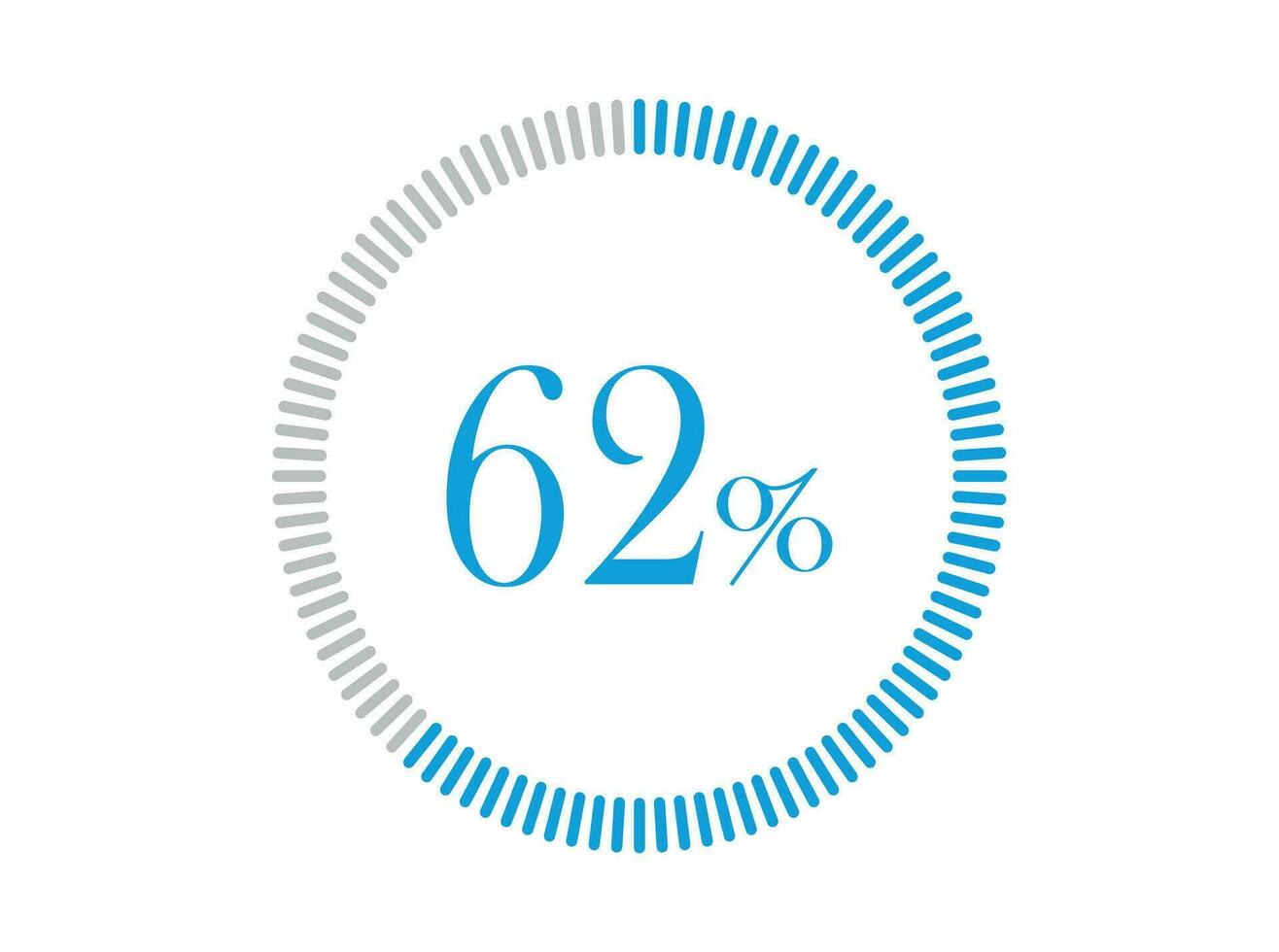 62 Percent Loading. 62 Percent circle diagrams Infographics vector, Percentage ready to use for web design. vector