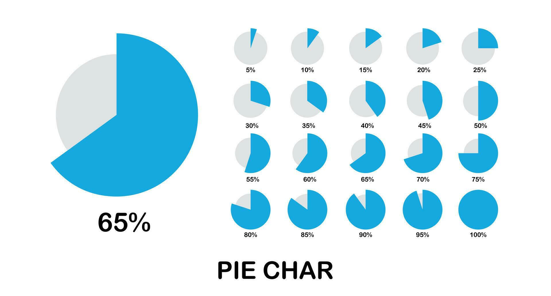 20 set pie chart percentage graph design, Infographic Vector 3d Pie