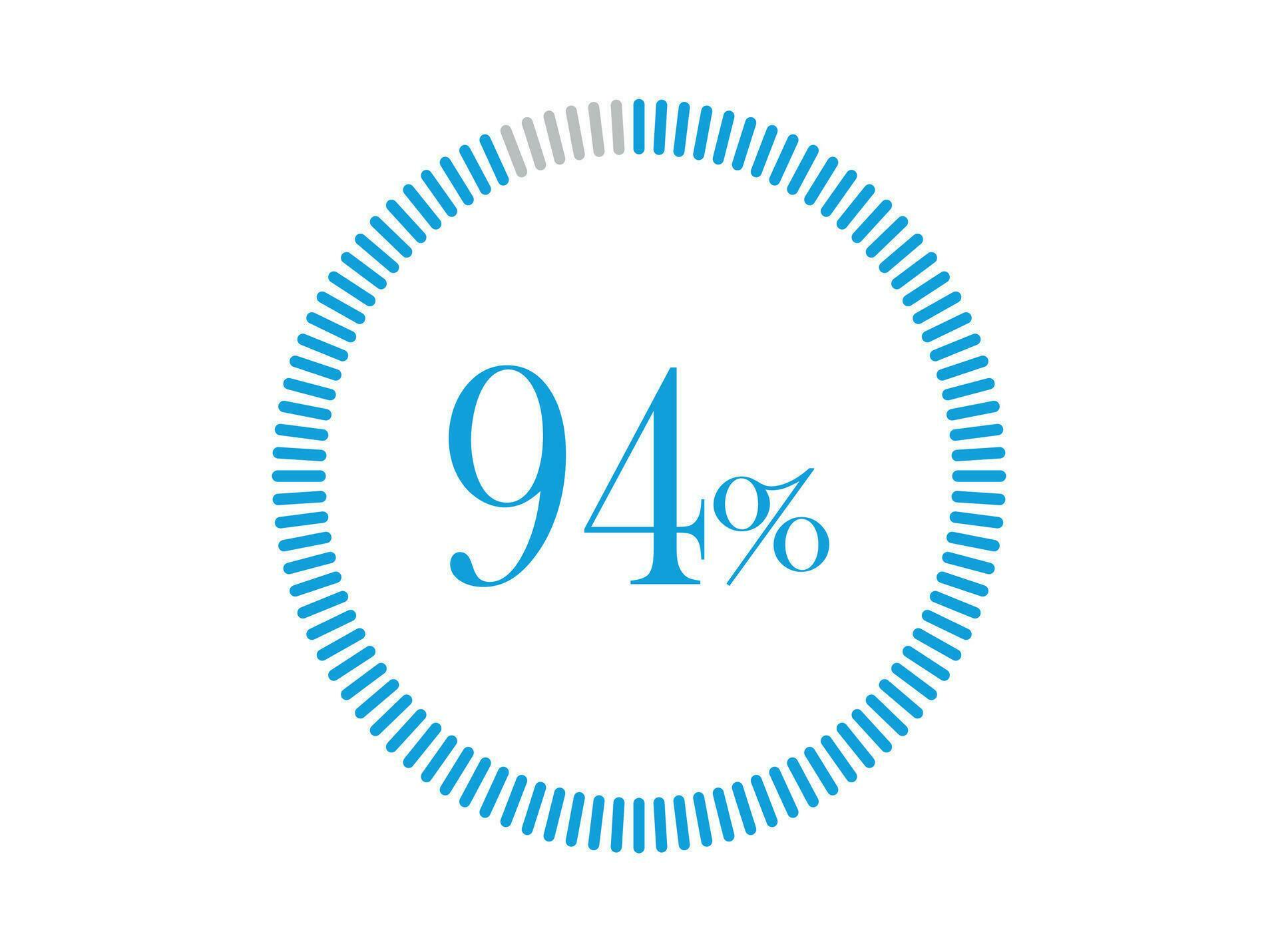 94 Percent Loading. 94 Percent circle diagrams Infographics vector, Percentage ready to use for