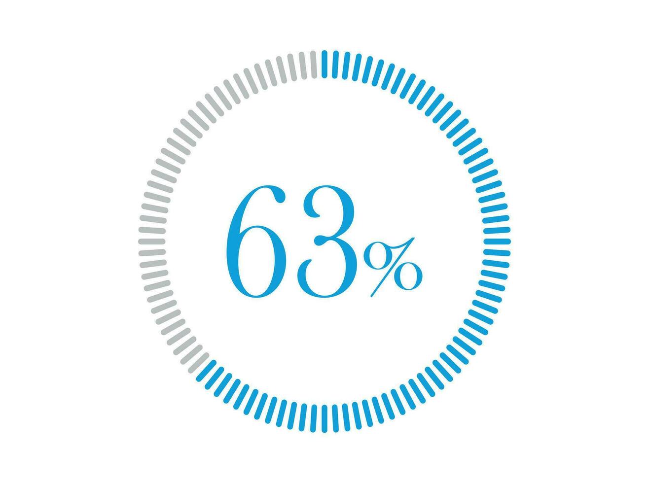 63 Percent Loading. 63 Percent circle diagrams Infographics vector, Percentage ready to use for web design. vector