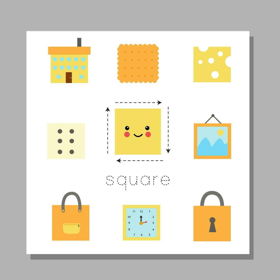 Learning basic geometric forms for children. Cute square. 27176959 ...