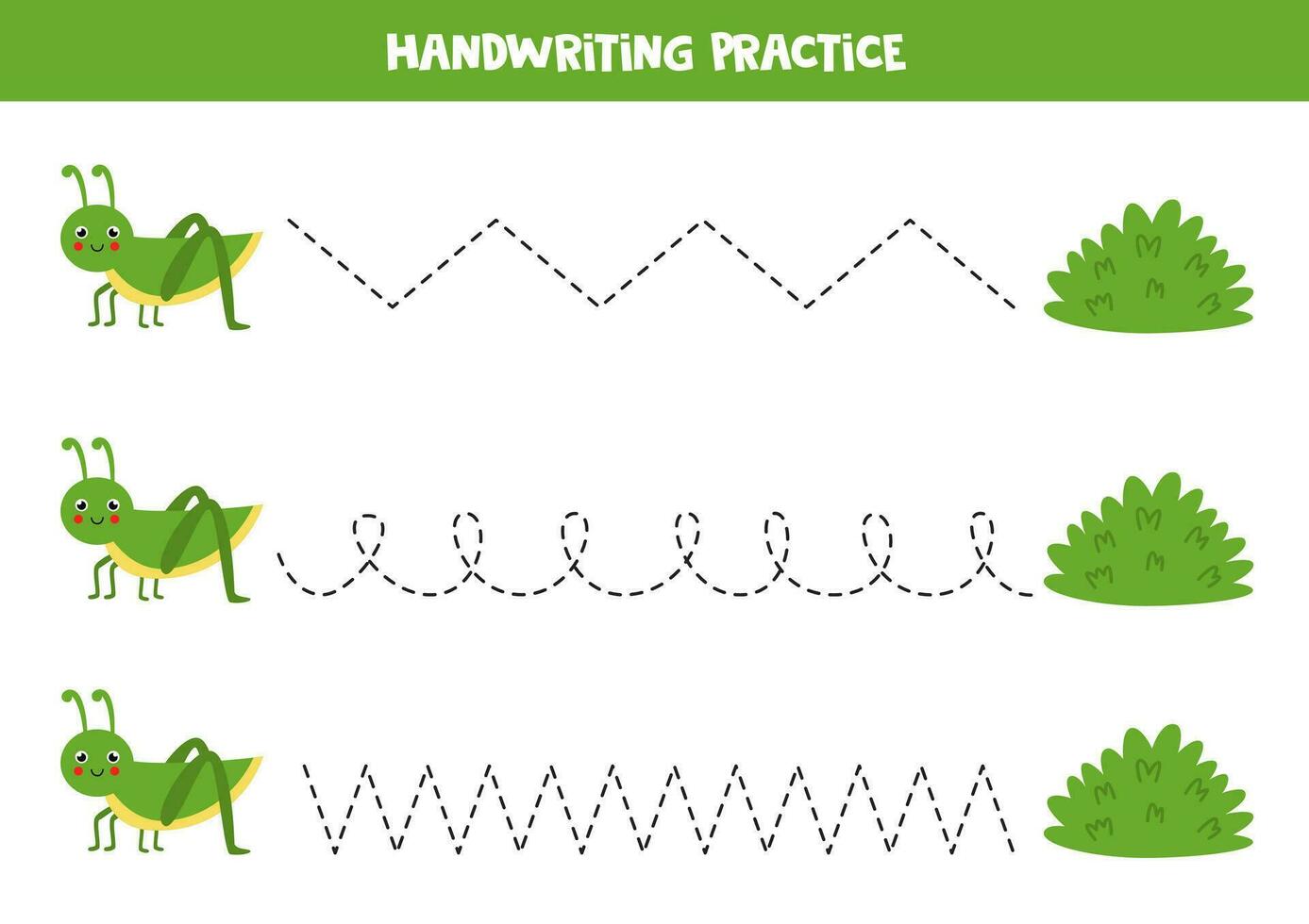 Tracing contours for kids. Cute and bush. Handwriting