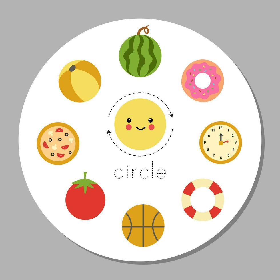 Learning basic geometric forms for children. Cute circle. vector