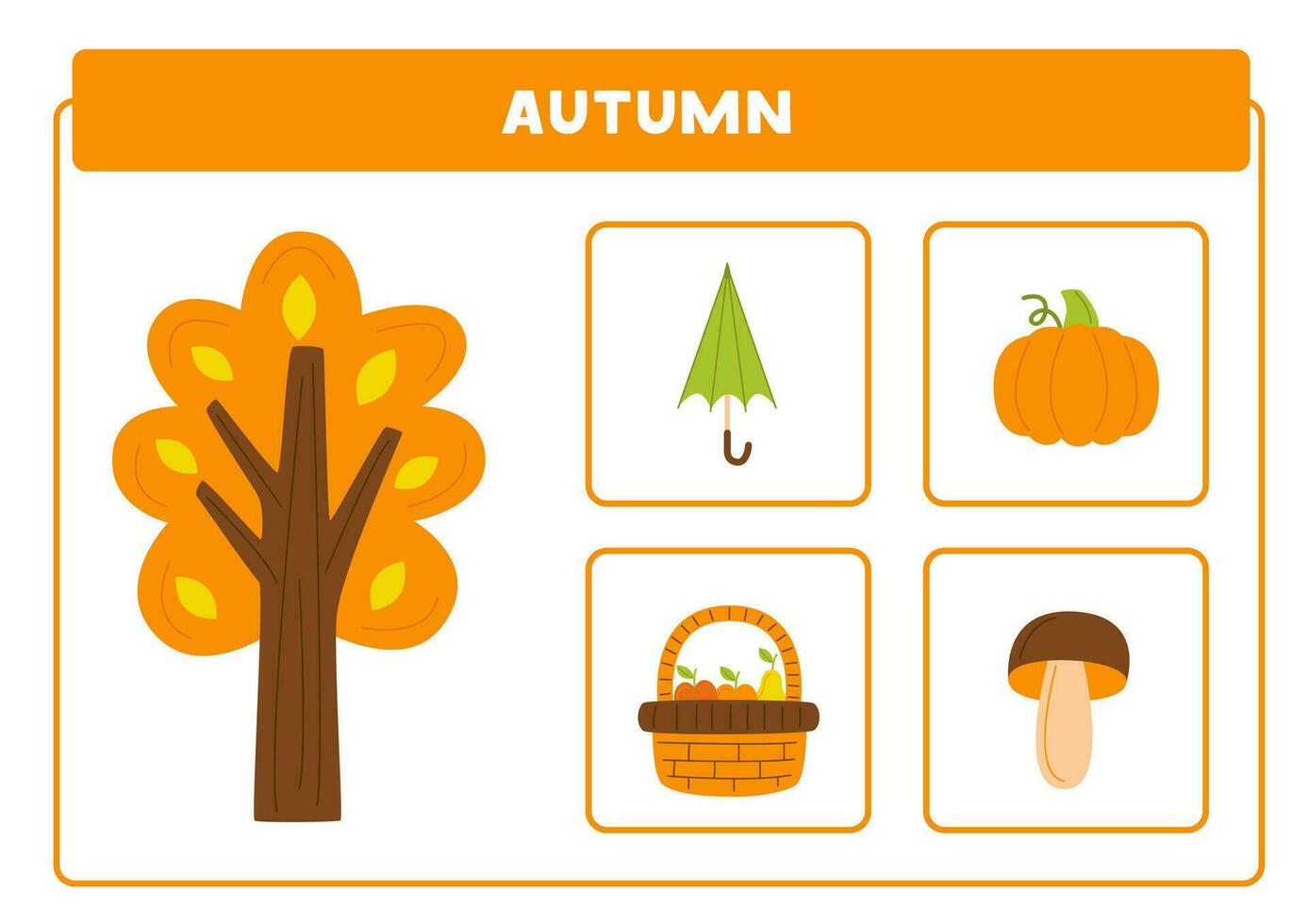 Learning season autumn, autumn tree, vase with leaves, turkey and jam. vector