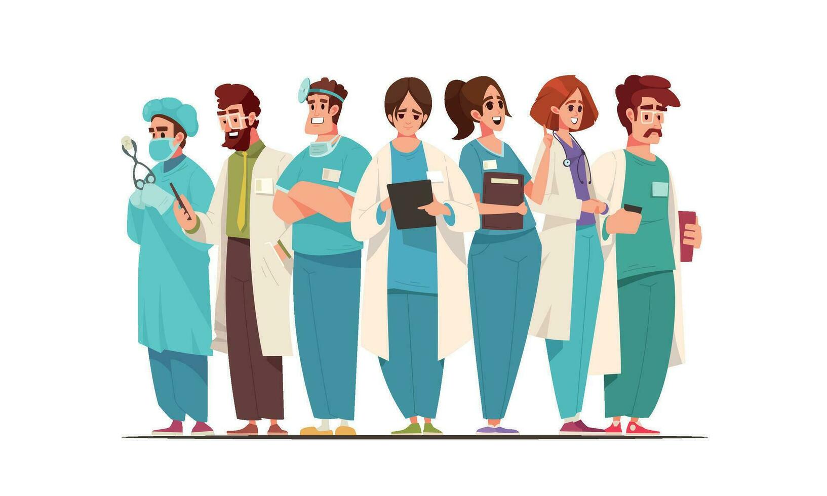 Doctor Team Cartoon vector