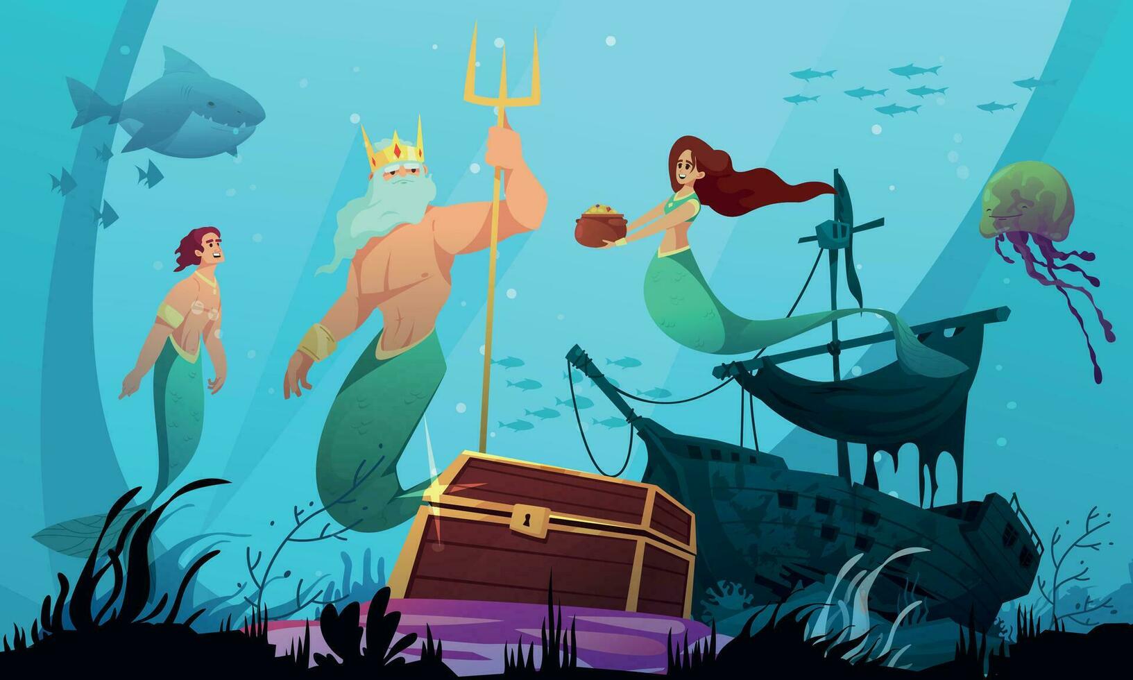 Underwater World Concept vector