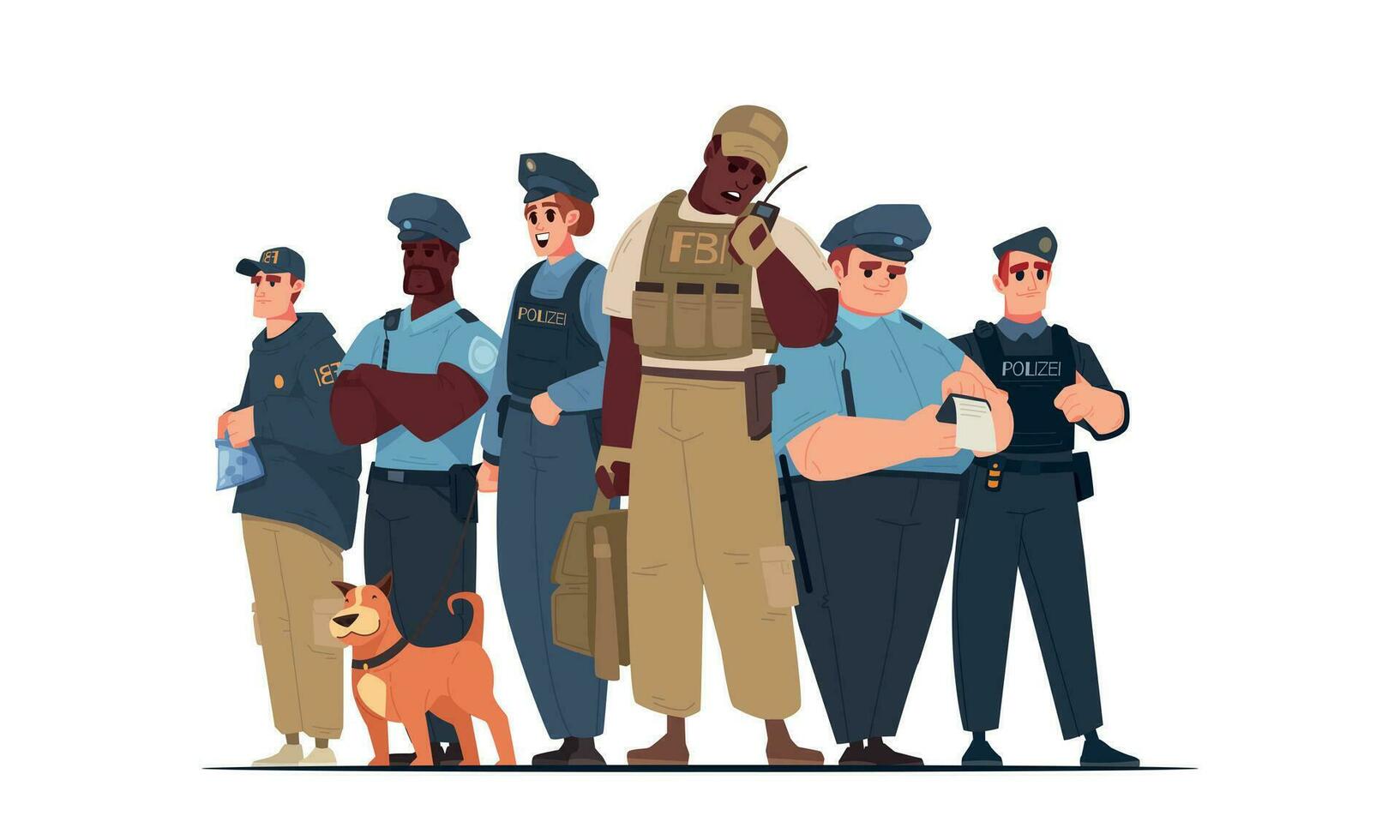 policía equipo dibujos animados vector