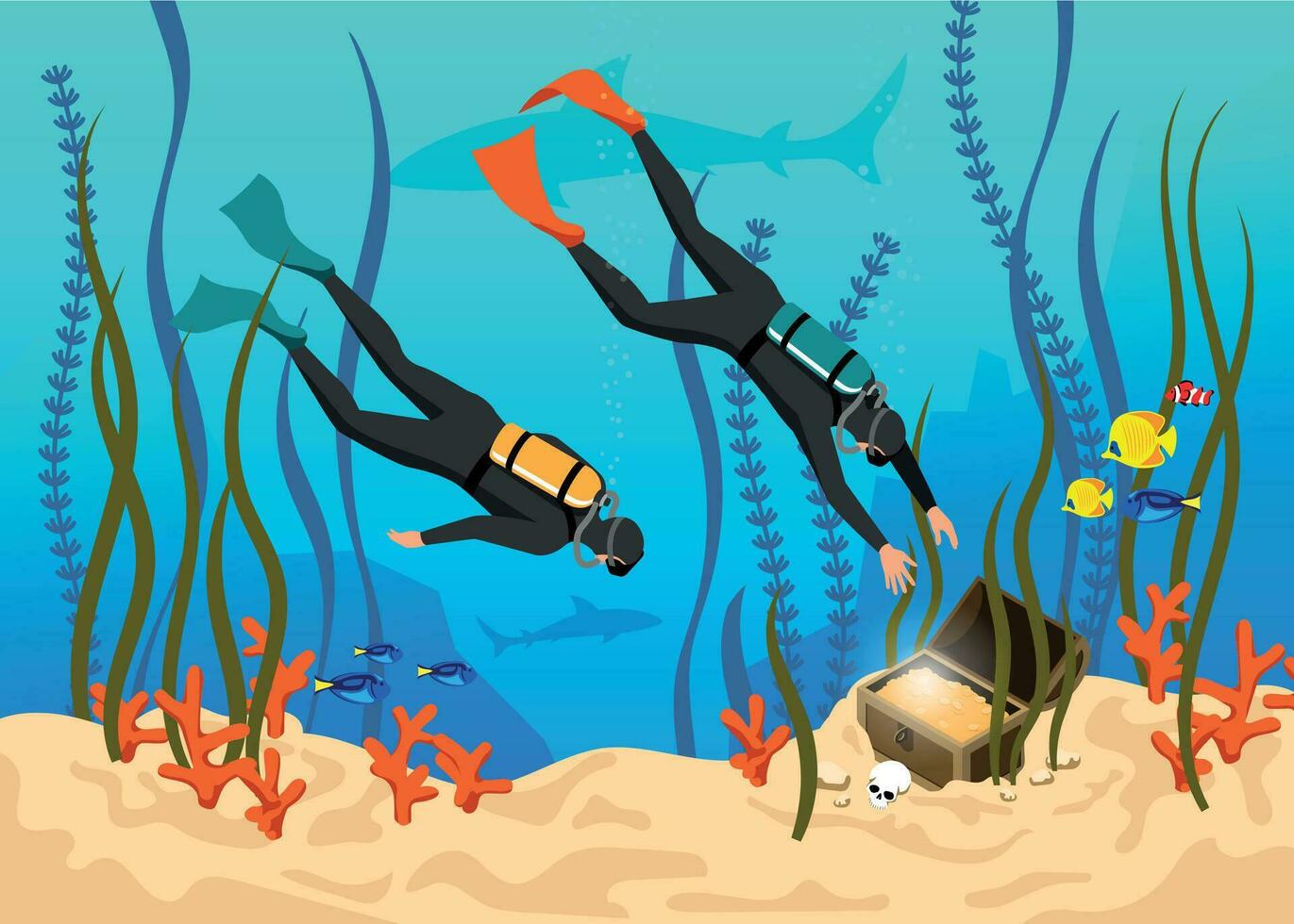 Underwater Colored Illustration vector