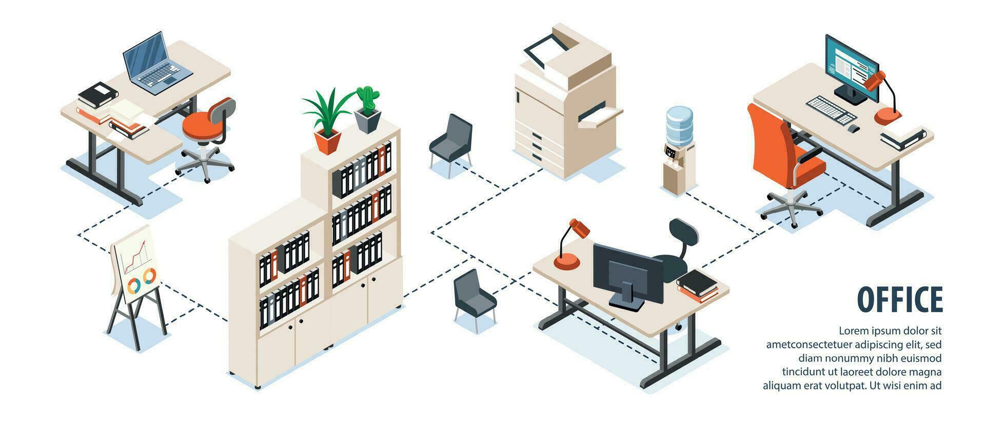 Office Isometric Infographics vector