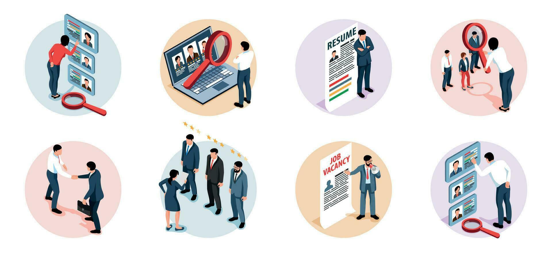 Job Vacancy Isometric Round Compositions vector