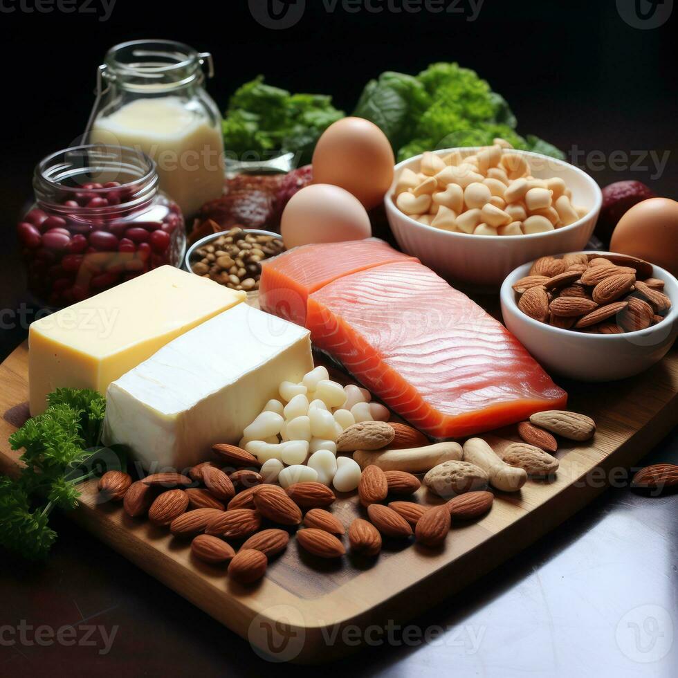 food high in protein, protein sources. Generative Ai. photo
