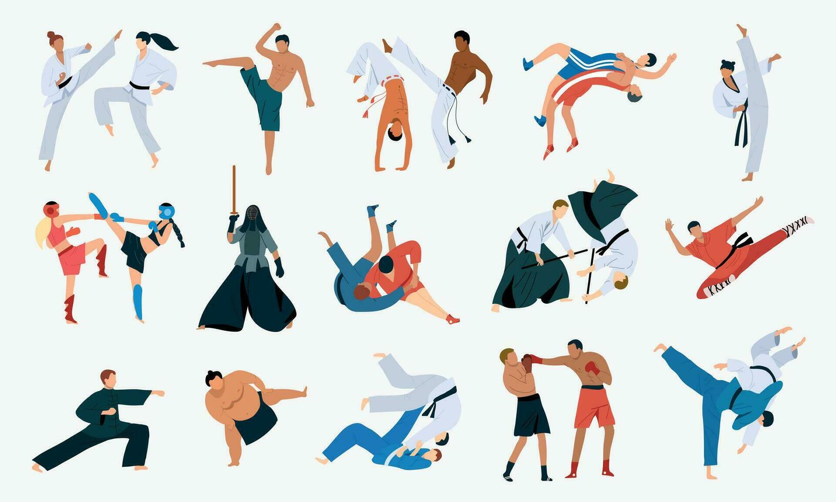 Martial Arts Icons Set vector