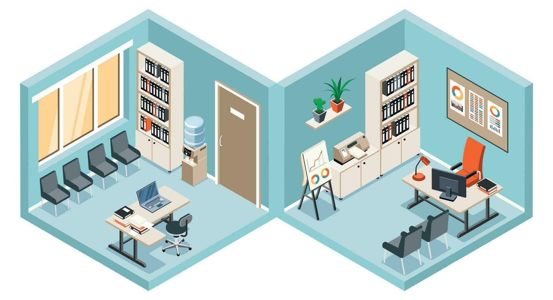 Office Isometric Composition vector