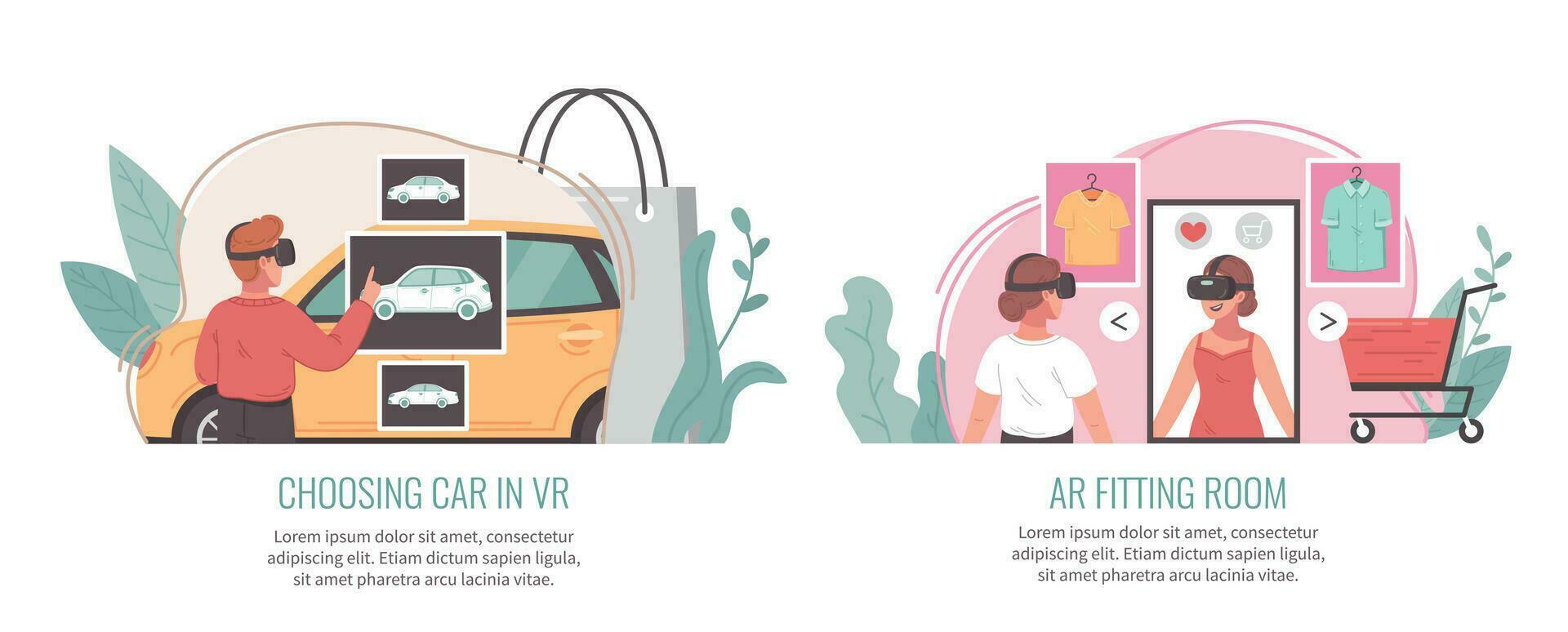 Virtual Reality Flat Set vector