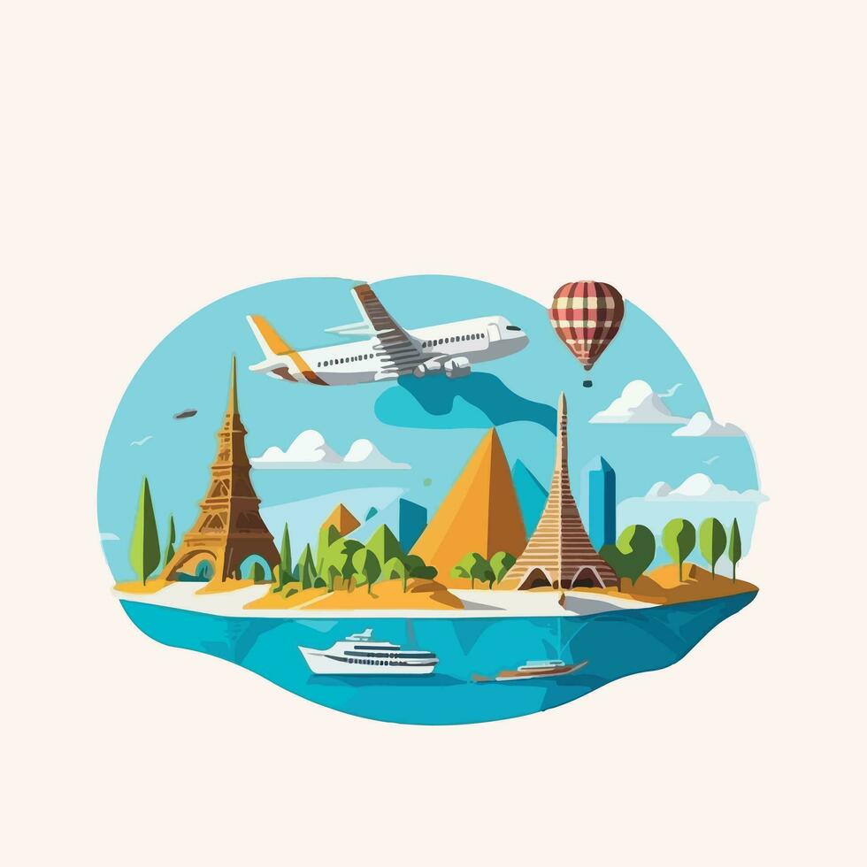 Vintage illustration world travel design elements for business, isolated illustration vintage hand drawn design, summer design, global planet world journey design vector