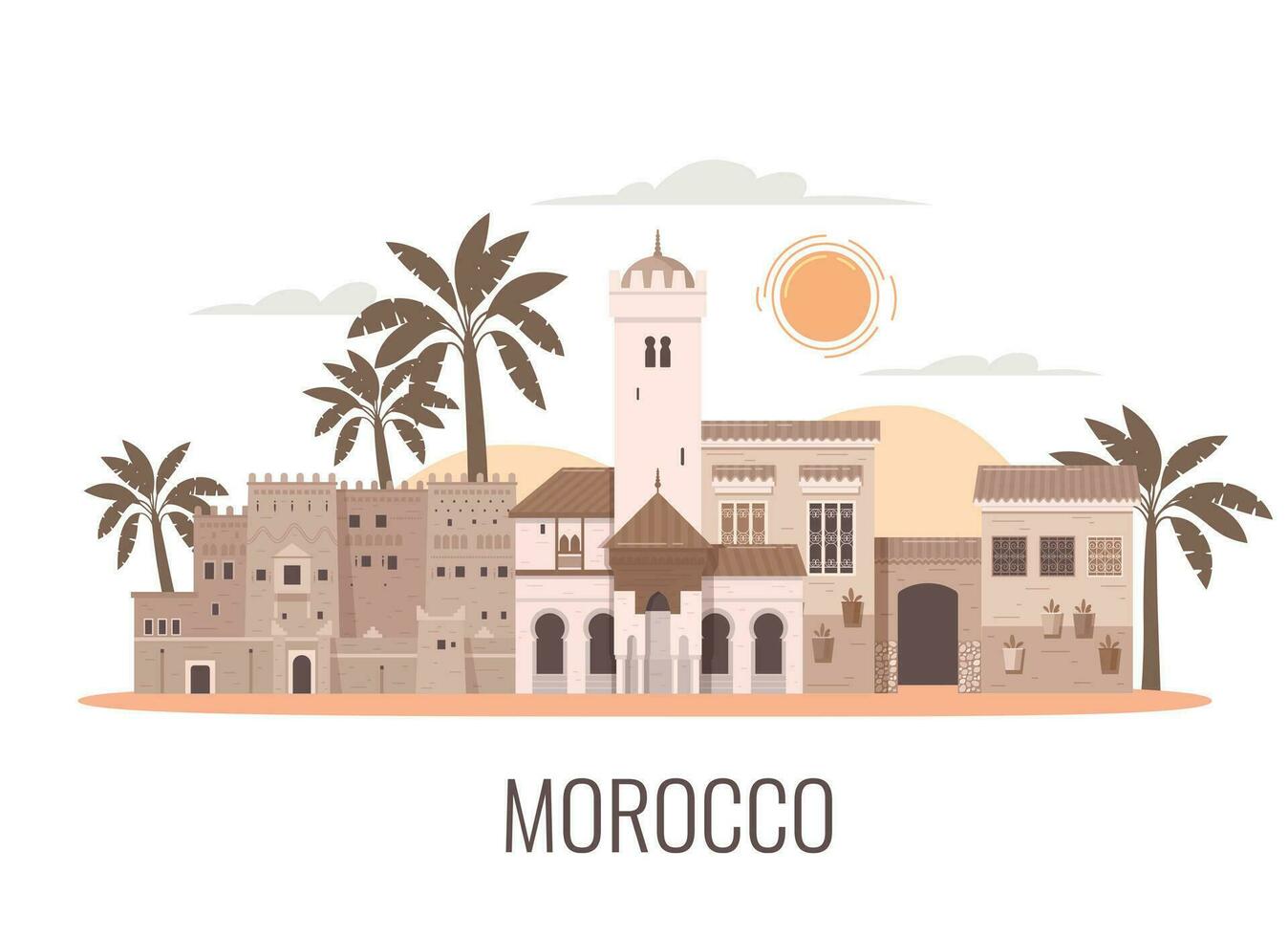 Flat Morocco Travel Composition vector