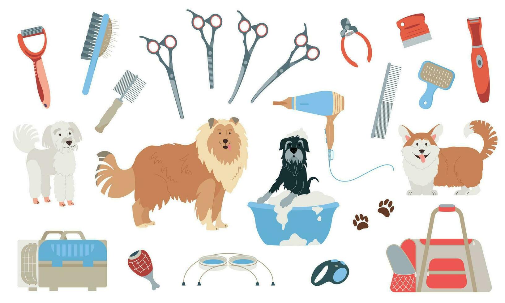 Dog Grooming Icons Set vector