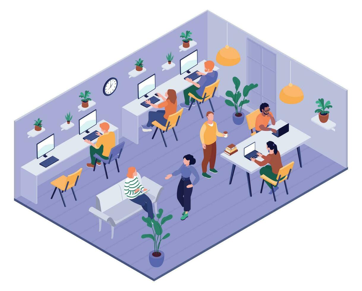 Isometric Freelancer Office Composition vector