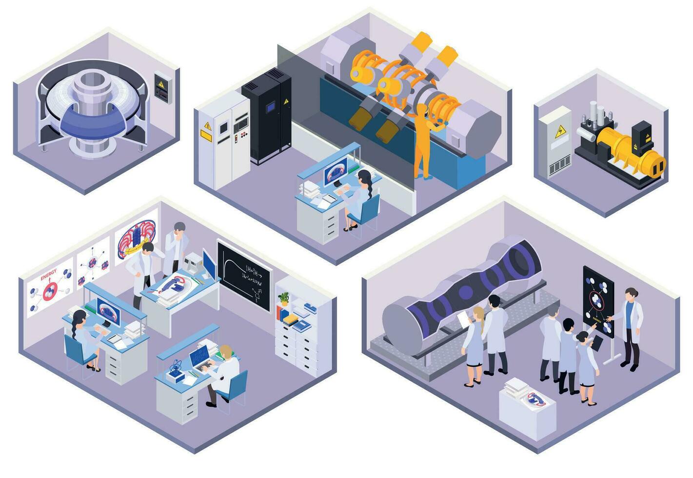 Nuclear Energy Isometric Set vector