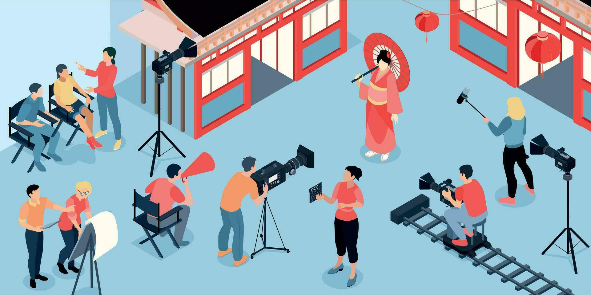 Japanese Film Production Background vector