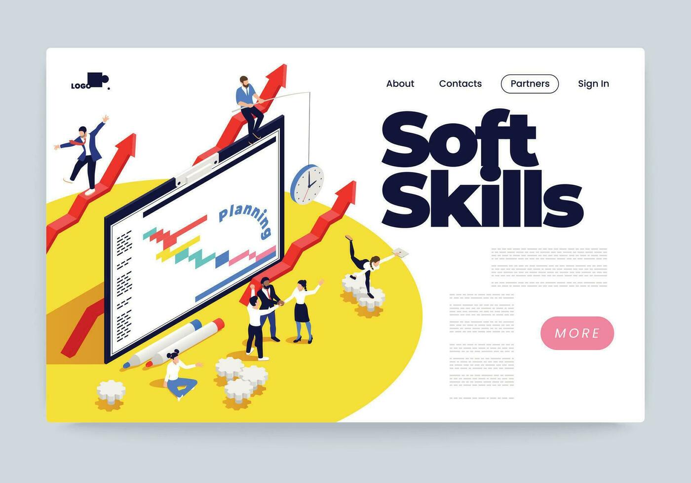 Soft Skills Isometric Banner vector