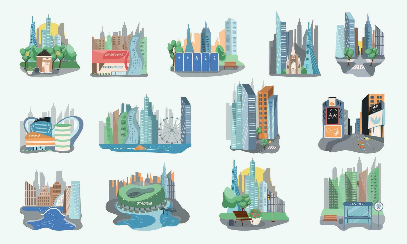 Megapolis City Set vector