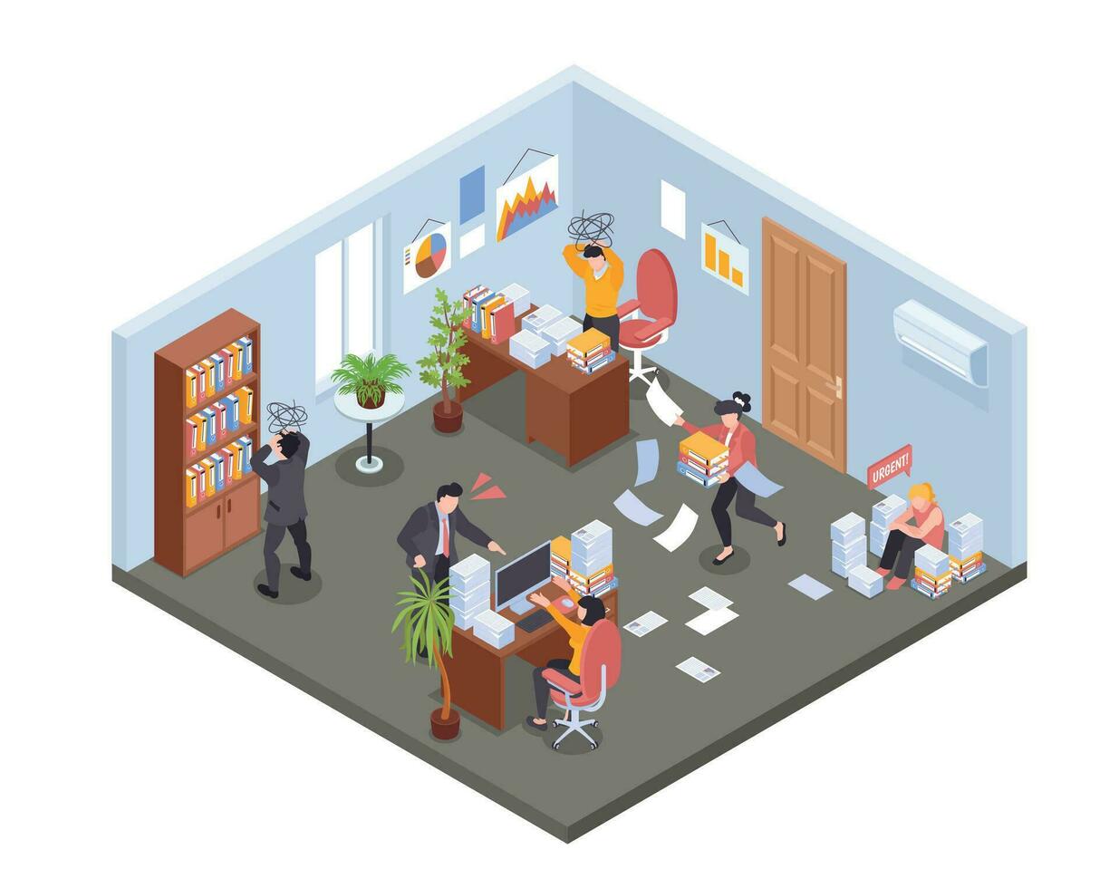 Mess In Office Composition vector