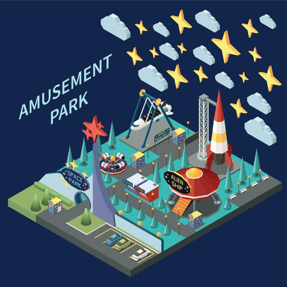 Amusement Space Park Composition vector