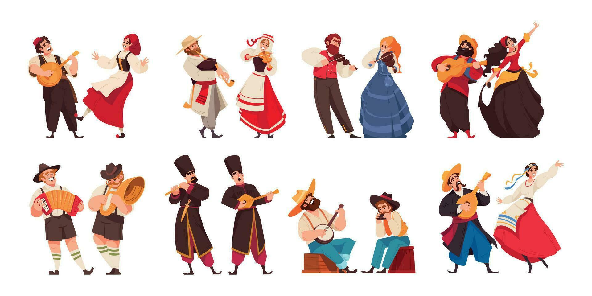 Isolated Folklore Music Icon Set vector