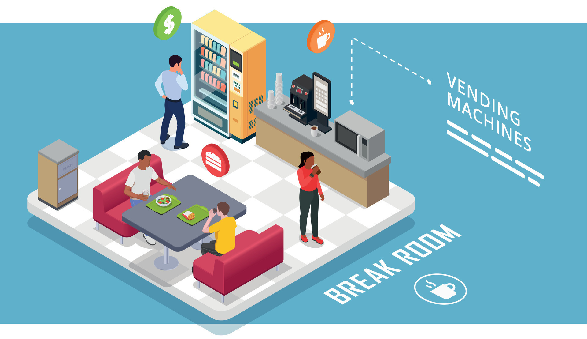 Coffee Break Vending Composition 27177353 Vector Art at Vecteezy