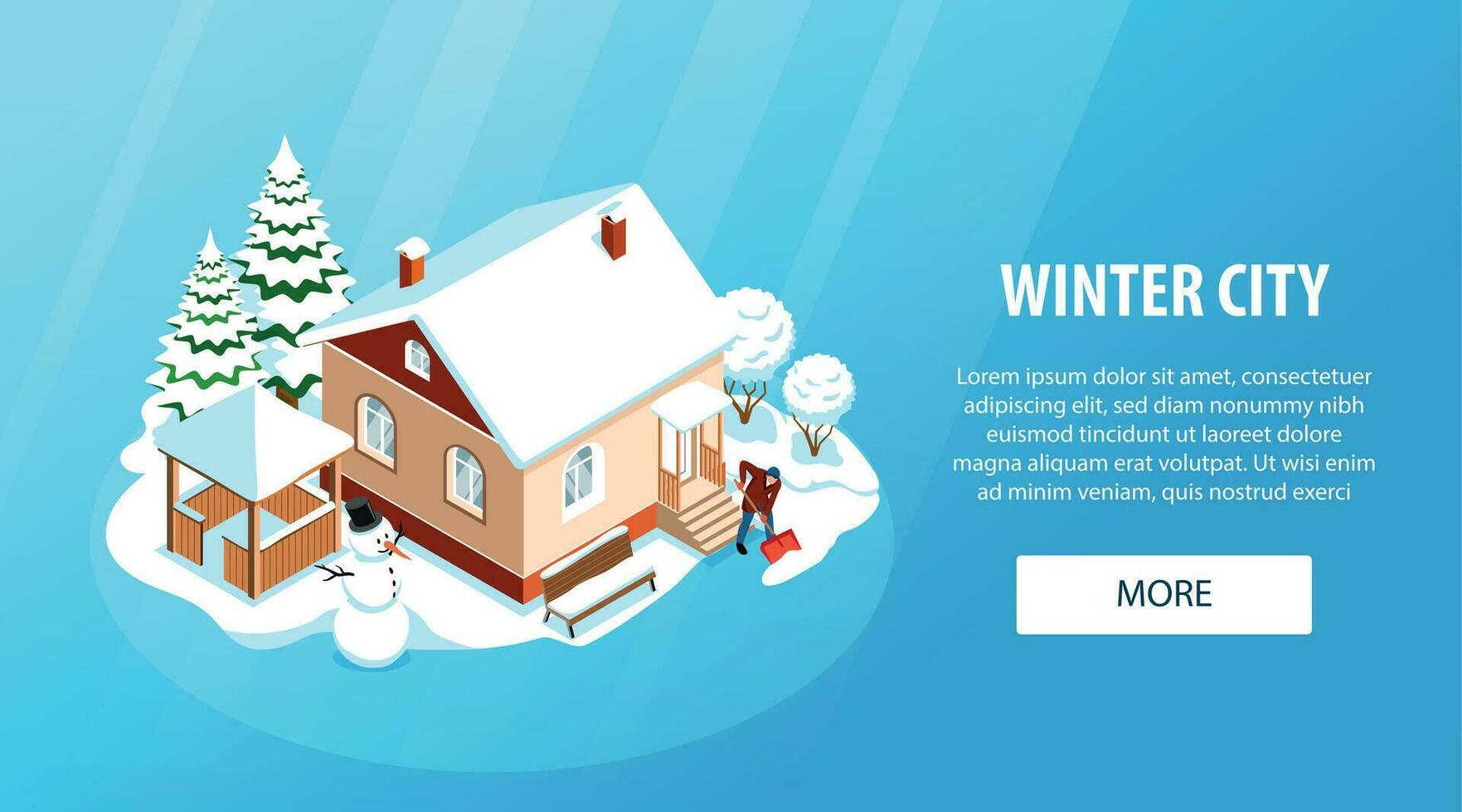 Winter City Horizontal Banner vector