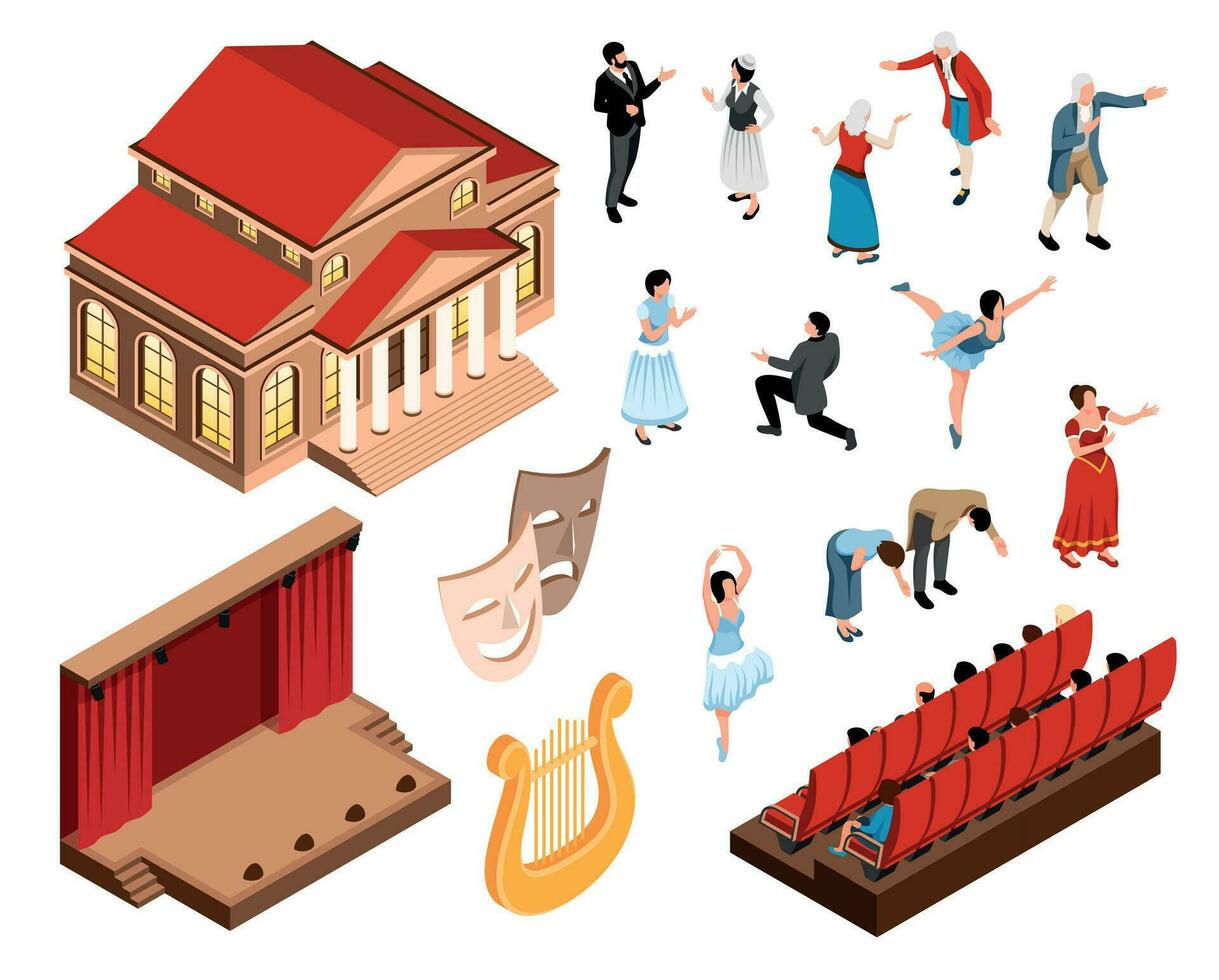 Theater Isometric Set vector