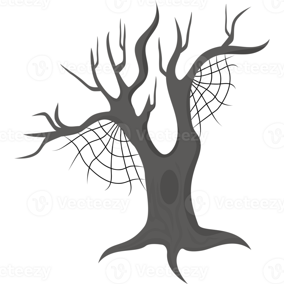 Scary tree with cobwebs png
