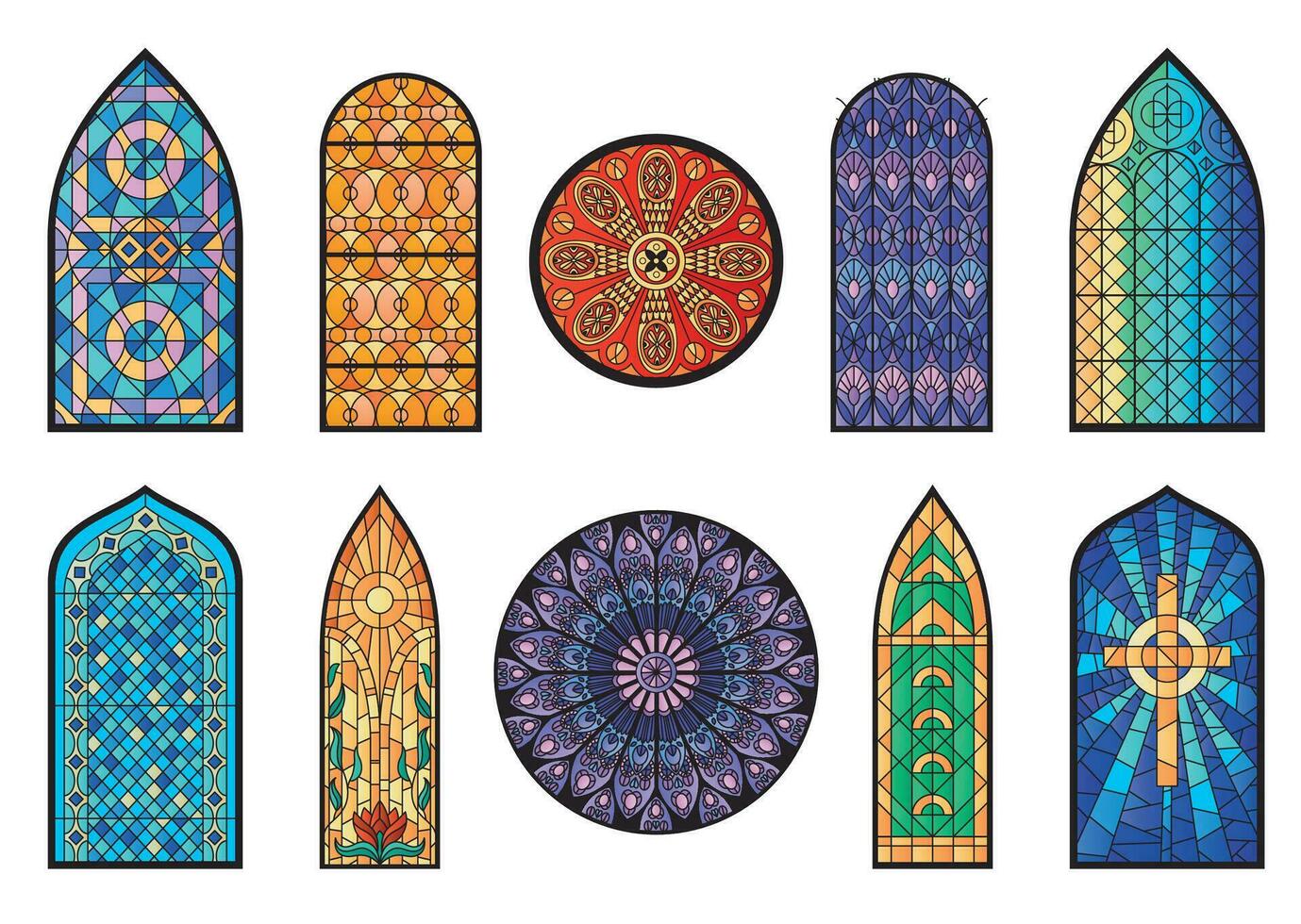 Stained Glass Mosaic Set vector